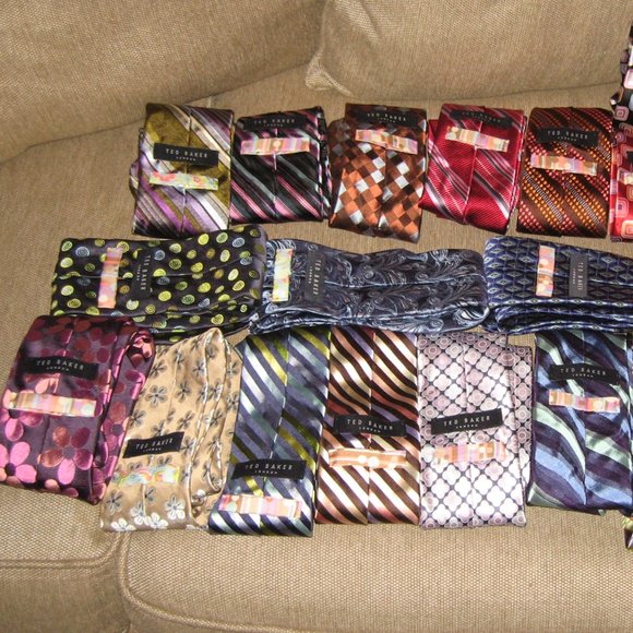 ❤️25 LOT TED BAKER Neckties Ties Paisley Stripe Polka Dot Retro Collector Lot - Picture 14 of 14
